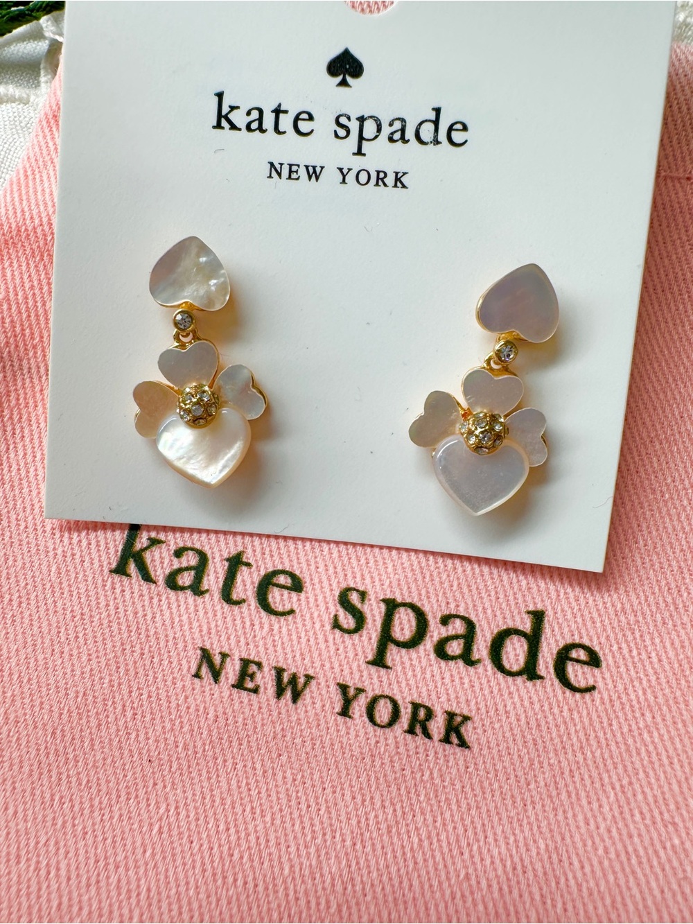Kate Spade Mother of Pearl Orchid Dangling Earrings